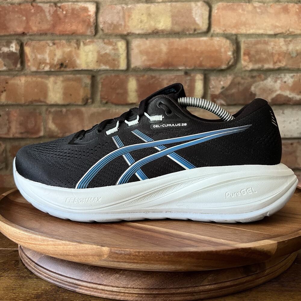 Asics Gel-Cumulus 28 Womens 8 Black Blue Cushioned Running Shoes Sneakers